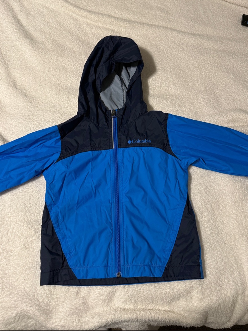 Columbia Blue and Navy Hooded Windbreaker